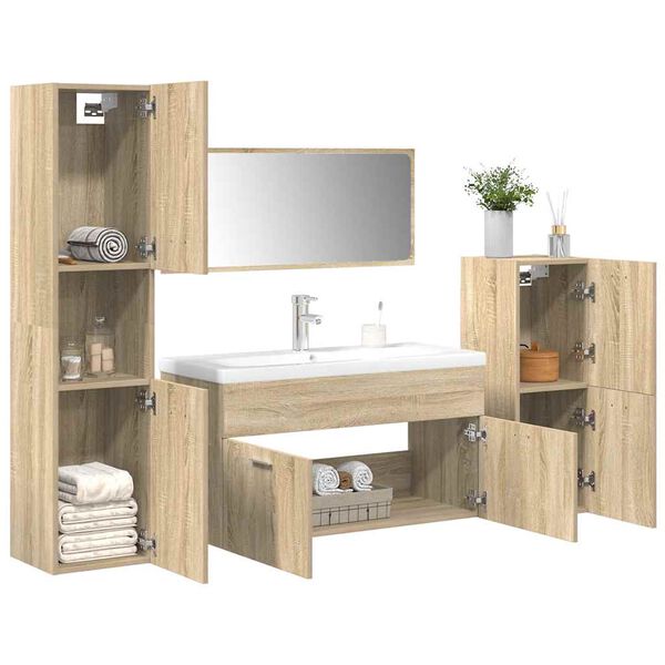 vidaXL Ensemble de meubles de salle de bain 5 pcs ch&ecirc;ne sonoma
