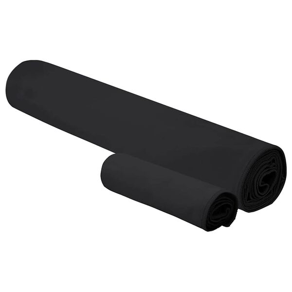 vidaXL Set de serviettes de sport 2 pcs Noir tissu
