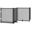 vidaXL Barrière pour chien porte pliable 8 panneaux noir bois peuplier