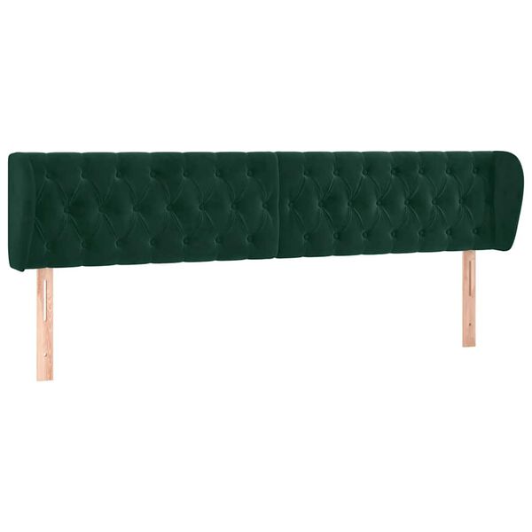 vidaXL T&ecirc;te de lit avec oreilles Vert fonc&eacute; 203x23x78/88 cm Velours