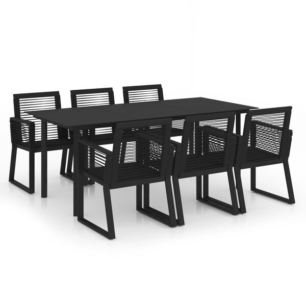 vidaXL Ensemble &agrave; manger d'ext&eacute;rieur 7 pcs Rotin PVC Noir