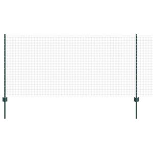vidaXL Cl&ocirc;ture en fil soud&eacute; avec poteaux 50 x 1 m Vert Maille