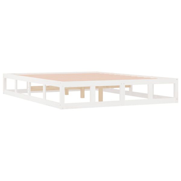 vidaXL Cadre de lit sans matelas blanc 200x200 cm bois massif