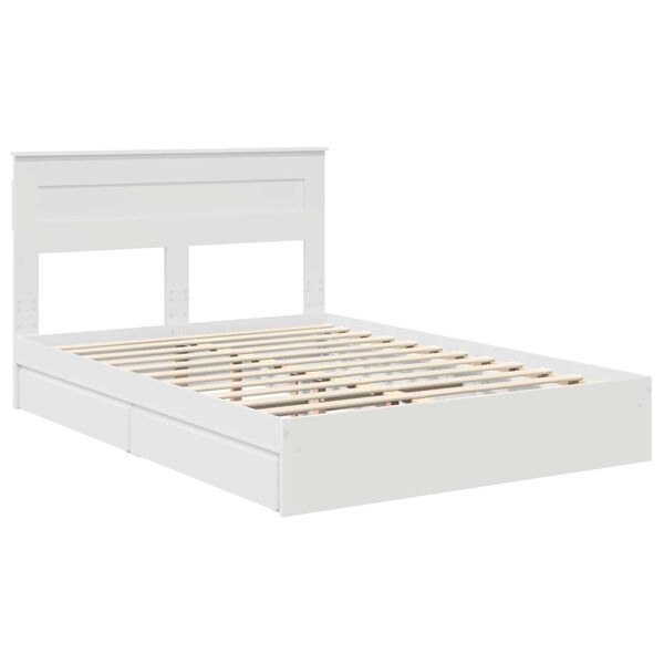 vidaXL Lit de Rangement Blanc 150 x 200 cm Bois d'ing&eacute;nierie