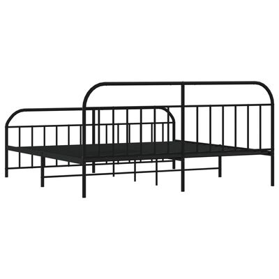 vidaXL Cadre de lit métal sans matelas avec pied de lit noir 193x203cm