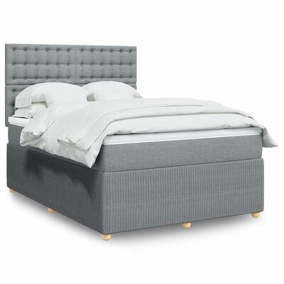 vidaXL Sommier à lattes de lit avec matelas Gris clair 140x200cm Tissu