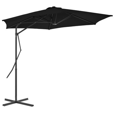 vidaXL Parasol de jardin avec mât en acier noir 300x230 cm