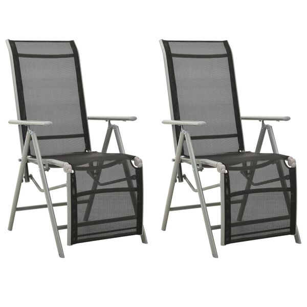 vidaXL Chaises de jardin lot de 2 Textil&egrave;ne et aluminium Argent&eacute;