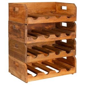 vidaXL Casiers &agrave; bouteilles 4pcs de 16 bouteilles bois d'acajou massif