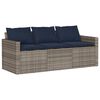 vidaXL Canap&eacute; de jardin avec coussins 3 places gris r&eacute;sine tress&eacute;e