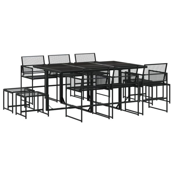 vidaXL Ensemble &agrave; manger de jardin 11 pcs noir r&eacute;sine tress&eacute;e
