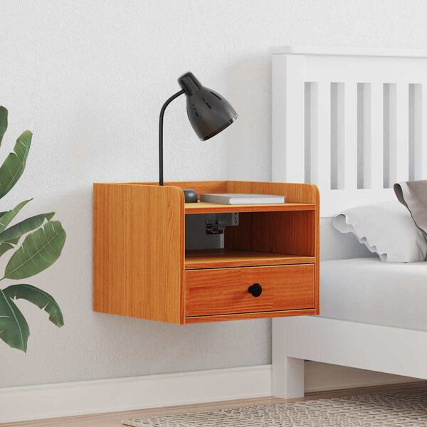 vidaXL Table de chevet avec tiroir 2 pcs Brun cire 38 x 36 x 29,5 cm