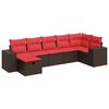 vidaXL Salon de jardin avec coussins 7 pcs marron r&eacute;sine tress&eacute;e