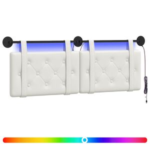 vidaXL T&ecirc;te de lit suspendue Avec lumi&egrave;re LED Blanc Simili cuir