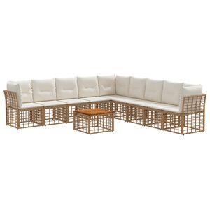 vidaXL Ensemble de canap&eacute;s d'ext&eacute;rieur 10 pc Blanc Naturel et Cr&egrave;me
