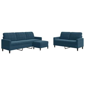 vidaXL Ensemble de canap&eacute;s 3 pcs avec coussins Bleu Velours