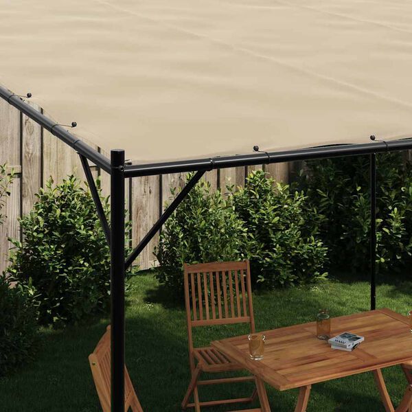 vidaXL Belv&eacute;d&egrave;re beige 4x4 m 180 g/m&sup2; tissu et acier