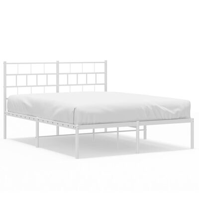 vidaXL Cadre de lit métal sans matelas et tête de lit blanc 160x200 cm