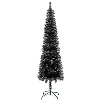 vidaXL Arbre de Noël mince pré-éclairé et boules noir 240 cm