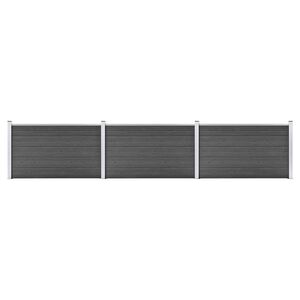 vidaXL Ensemble de panneau de cl&ocirc;ture WPC 526x105 cm Noir
