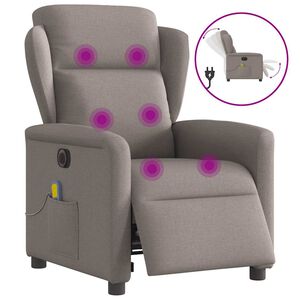 vidaXL Fauteuil de massage inclinable &eacute;lectrique Taupe Tissu