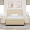 vidaXL Lit &agrave; ressort LED avec matelas Cr&egrave;me 160 x 200 cm tissu