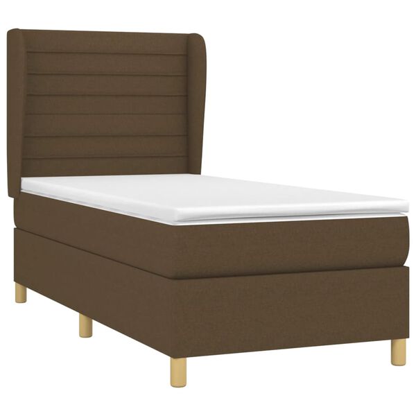 vidaXL Sommier &agrave; lattes de lit avec matelas Marron fonc&eacute; 90x190 cm