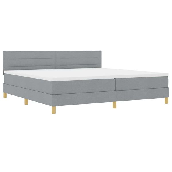 vidaXL Lit &agrave; ressorts avec matelas Gris clair 200 x 200 cm tissu