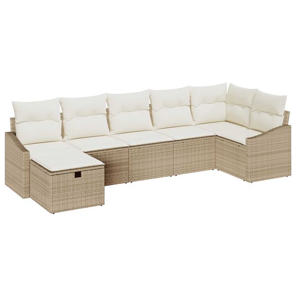 vidaXL Ensemble de Canap&eacute;s avec coussin 7 pcs polyrotin