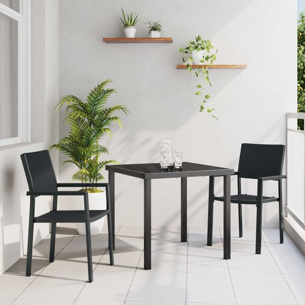 vidaXL Ensemble de salle &agrave; manger pour jardin 3 pcs Noir