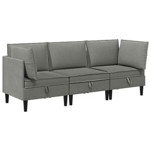 vidaXL Ensemble de meubles pour le salon 3 pc Gris fonc&eacute; Tissu