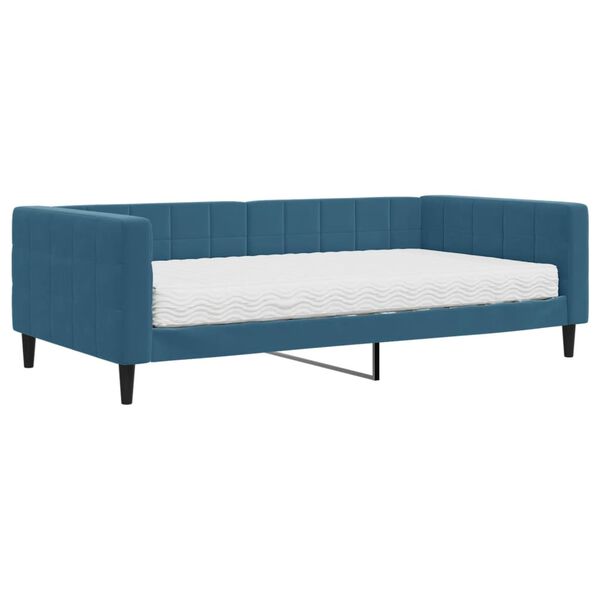 vidaXL Lit de jour avec matelas bleu 100x200 cm velours