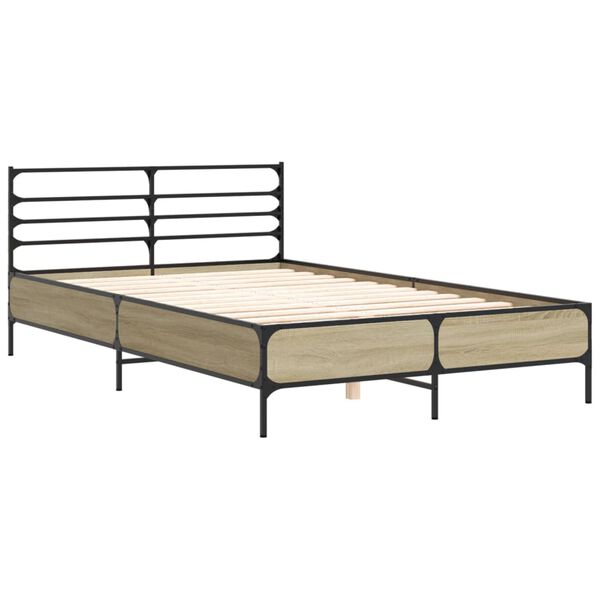 vidaXL Cadre de lit sans matelas ch&ecirc;ne sonoma 135x190 cm
