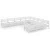 vidaXL Salon de jardin 10 pcs Blanc Bois de pin massif