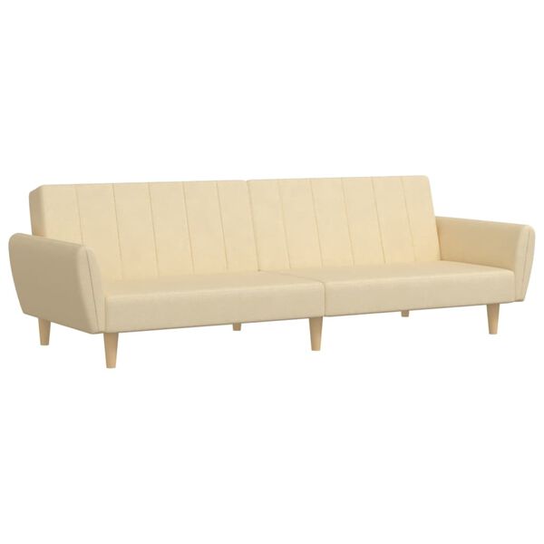 vidaXL Canap&eacute;-lit &agrave; 2 places cr&egrave;me tissu