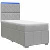 vidaXL Lit boxspring LED avec matelas Gris clair 90 x 200 cm Tissu