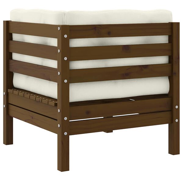 vidaXL Canap&eacute; d'angle de jardin avec coussins Marron miel Bois de pin