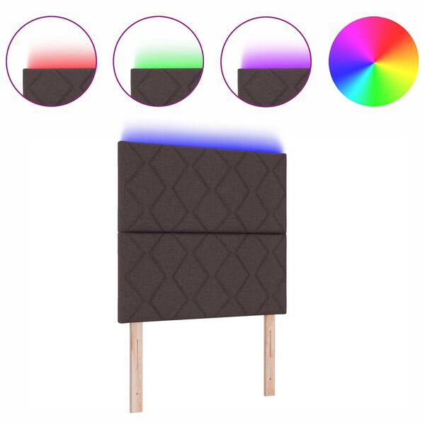 vidaXL Tête de lit avec des lumières à LED Réglable Marron 90 cm tissu