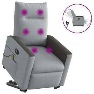 vidaXL Fauteuil inclinable de massage &eacute;lectrique Gris clair Tissu