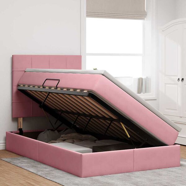 vidaXL Lit avec rangement et matelas Rose 120 x 200 cm Velours