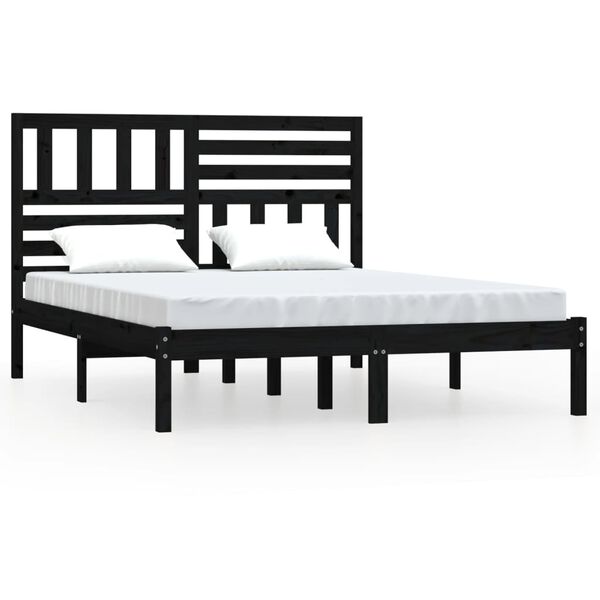 vidaXL Cadre de lit sans matelas noir bois de pin massif 140x190 cm