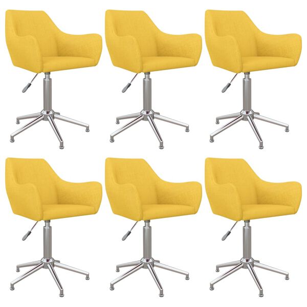 vidaXL Chaises pivotantes &agrave; manger lot de 6 jaune tissu