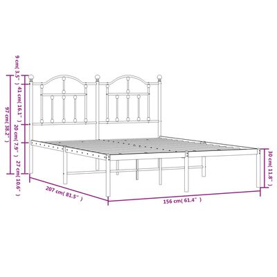 vidaXL Cadre de lit métal sans matelas et tête de lit blanc 150x200 cm