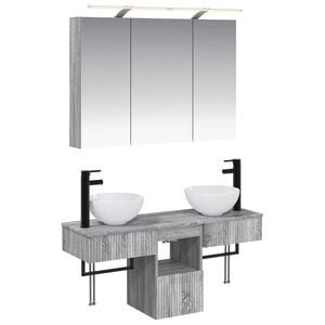vidaXL Ensemble d'armoire de salle de bain 4 pcs Sonoma gris