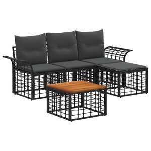 vidaXL Ensemble de canap&eacute;s d'ext&eacute;rieur 5 pcs Noir et Gris fonc&eacute;