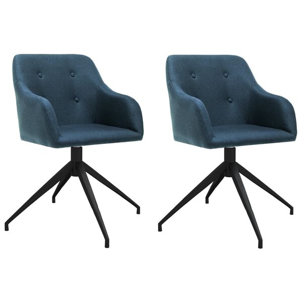 vidaXL Chaises pivotantes &agrave; manger lot de 2 bleu tissu