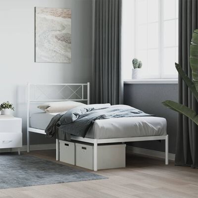 vidaXL Cadre de lit métal sans matelas et tête de lit blanc 100x190 cm