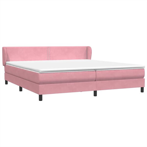 vidaXL Sommier &agrave; lattes de lit avec matelas rose 200x210 cm velours