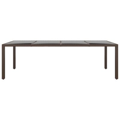 vidaXL Table de jardin avec dessus en verre marron résine tressée