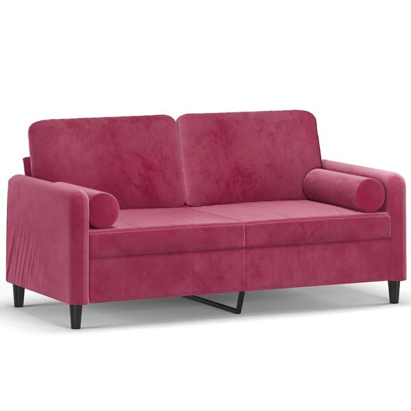 vidaXL Canap&eacute; 2 places avec oreillers bordeaux 140 cm velours